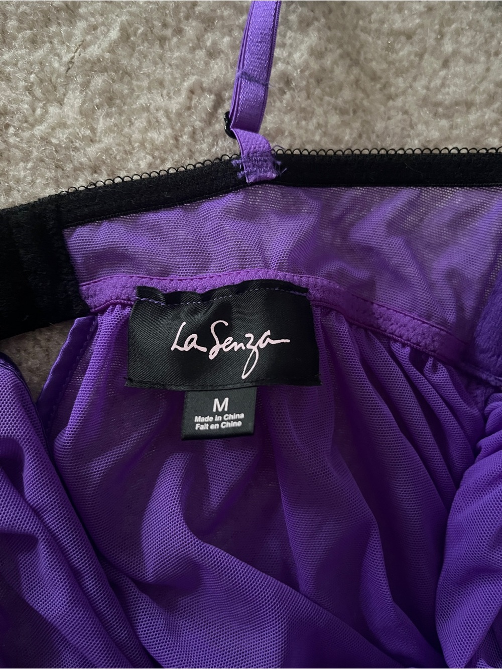 Vintage Y2K La Senza Royal Purple & Black Babydoll Chemise Lingerie - Med - Picture 7 of 7
